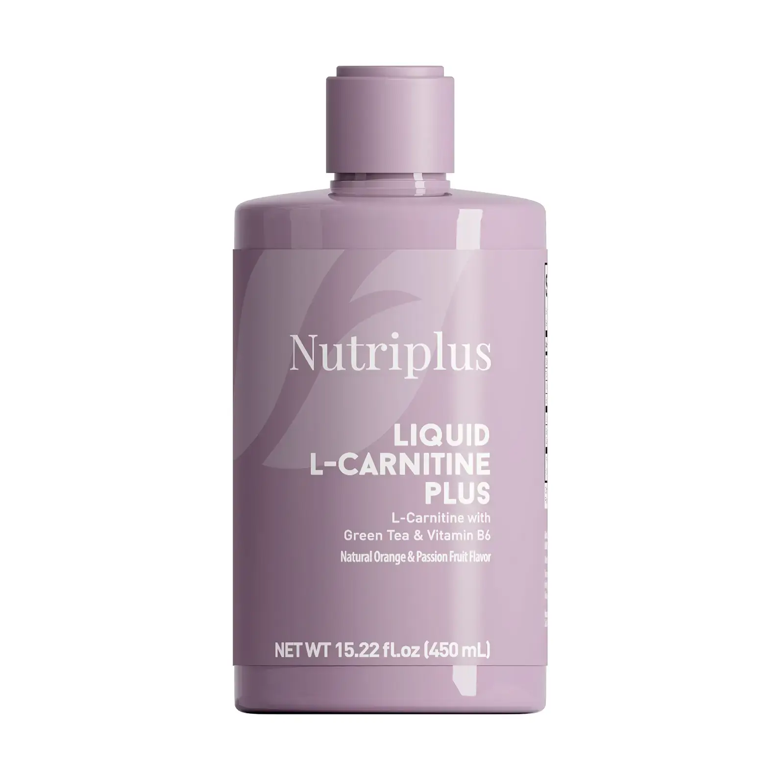 Frasco de Nutriplus Liquid L-Carnitine Plus sabor naranja y maracuyá de 450 mL