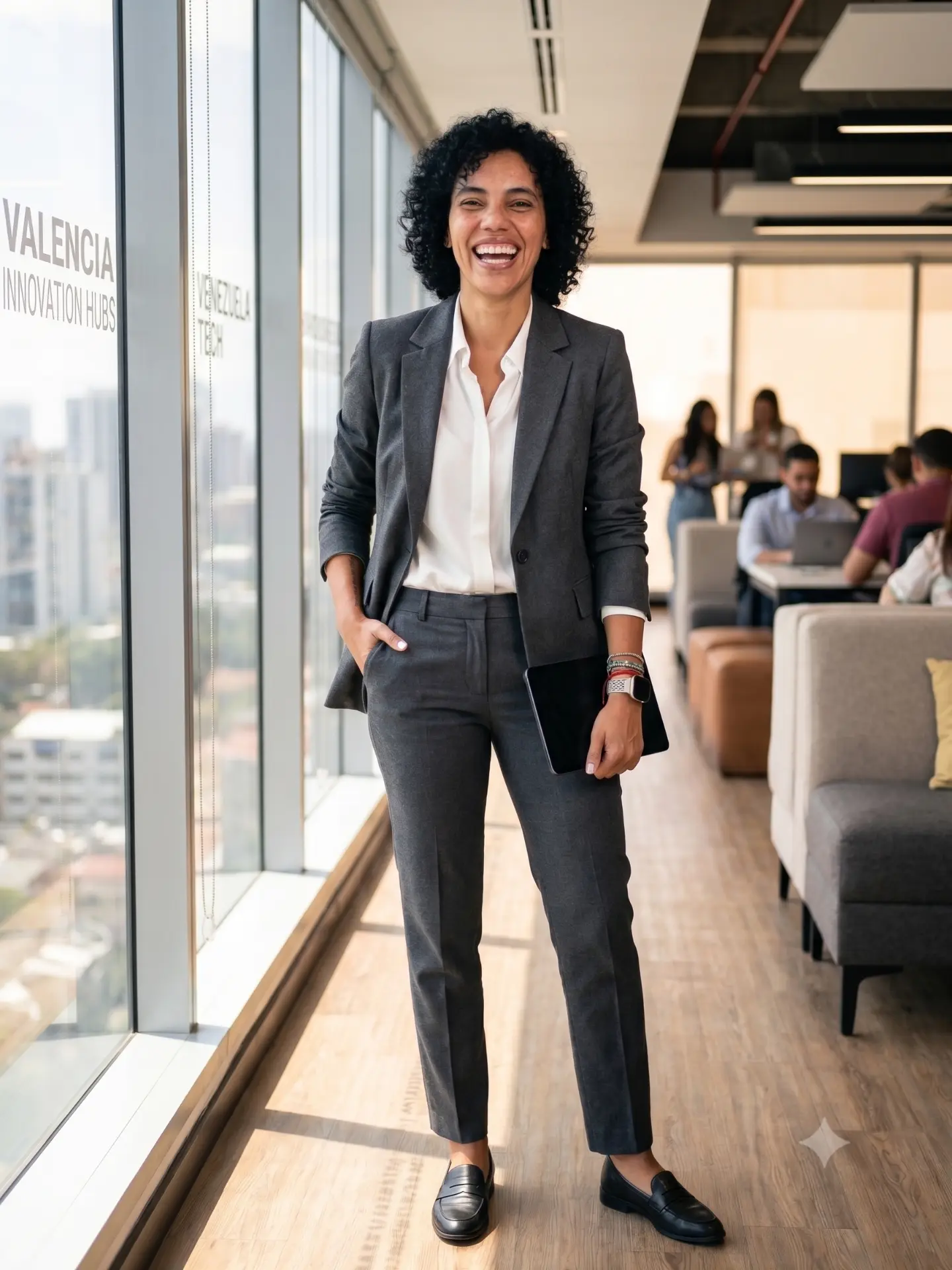 Isabel Tarín sonriendo en un espacio de trabajo con luz natural